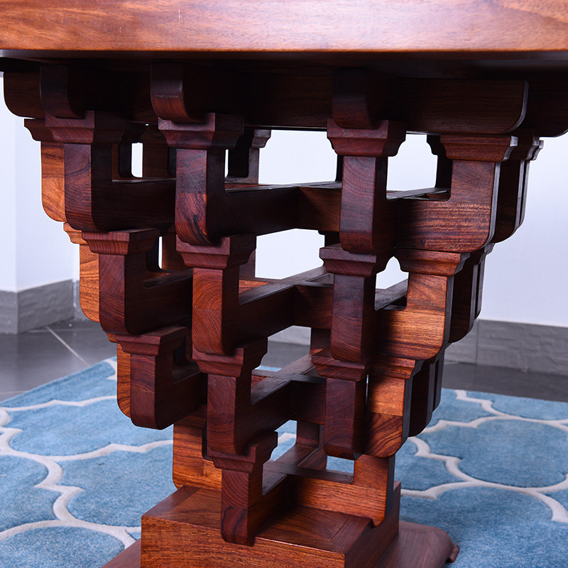 【源头直供】花梨木 现代新中式斗拱办公桌二件套 形神俱佳