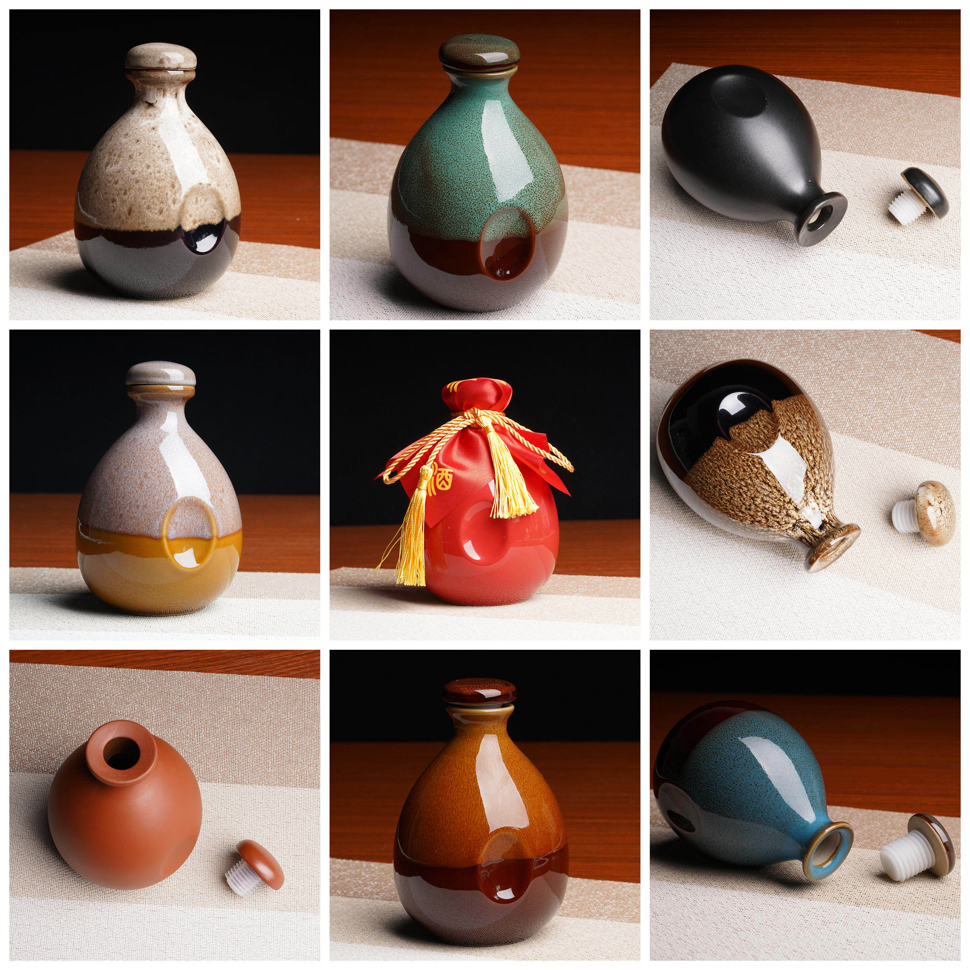 热销酒坛子 陶瓷 一斤_小酒瓶空瓶陶瓷装饰红色装酒的酒坛子创意白酒