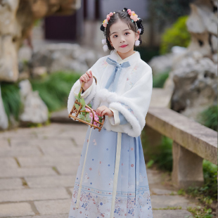 女童汉服拜年服冬款加厚中国风儿童古装唐装新年过年服马面裙冬季