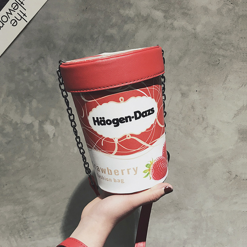 2019 Summer small bag ins Sweet girl ice cream Bucket bag lovely printing chain Inclined shoulder bag Female bagin the Leather/Lady bags/Men's bag, Ms. bags category - from Buy2taobao.com to provide professional Taobao agent buy service