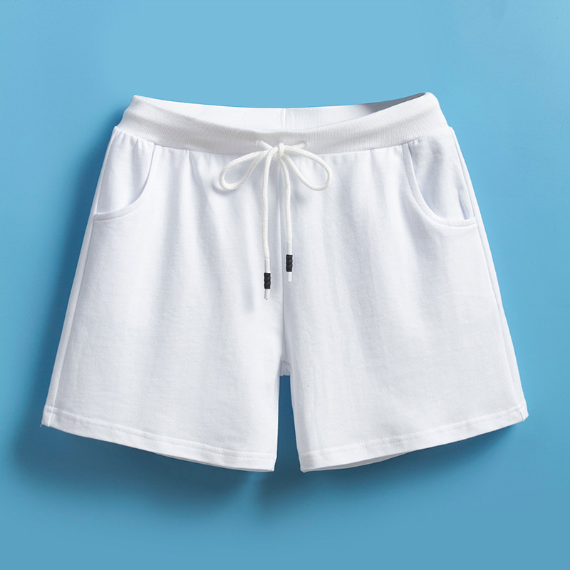 基础款运动五分裤宽松休闲裤简约纯色中裤直筒白色裤子夏季短裤女