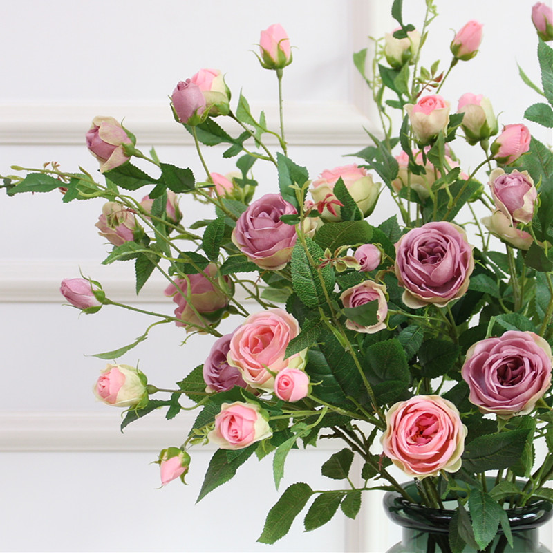 仿真玫瑰花假花客厅摆件装饰插花塑料花室内摆设花艺落地绢花花束