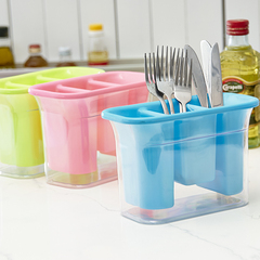 加厚塑料三筒创意筷子笼沥水筷筒厨房餐具分格餐具架收纳盒