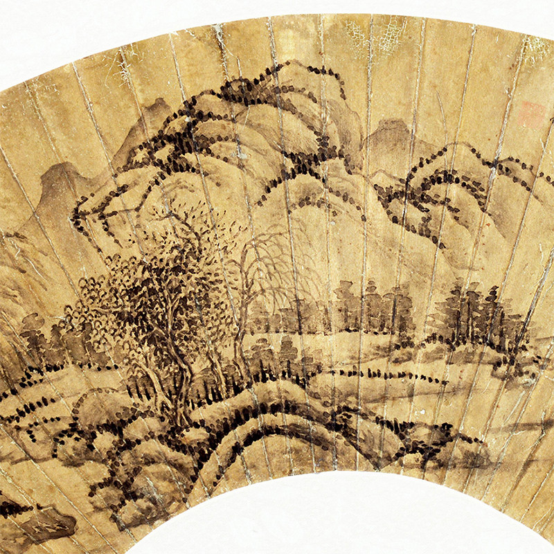 陆恢《日长山静图》纸本扇面