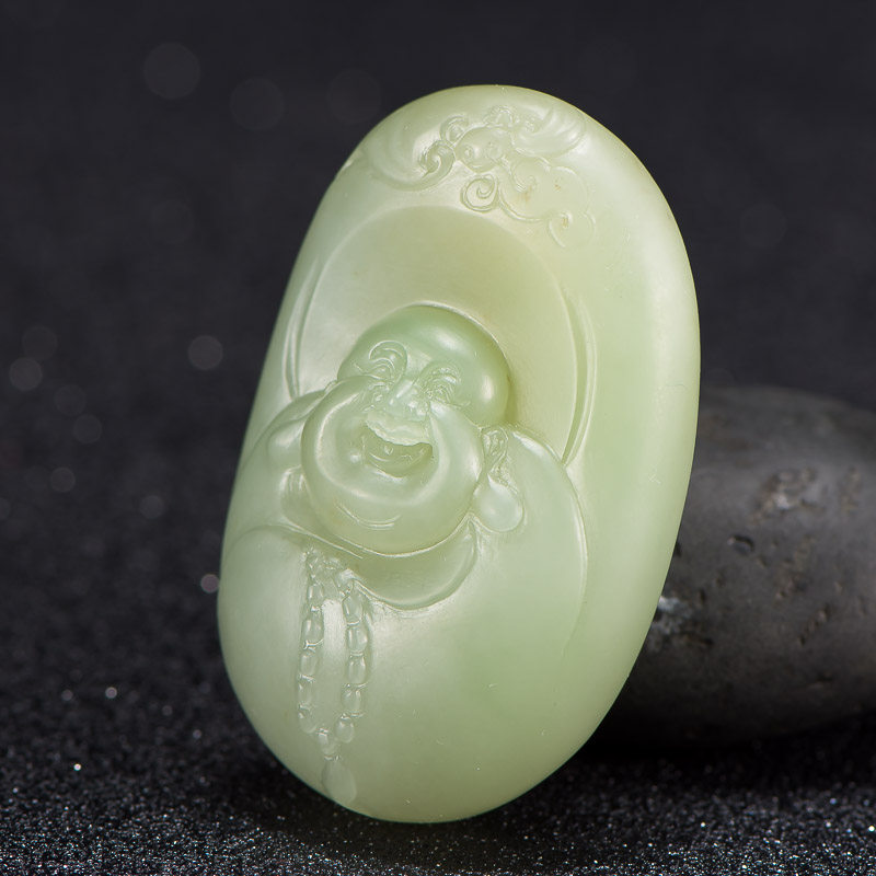 【直供】河南省玉石雕刻大师吴春强 笑佛挂件 53.68g