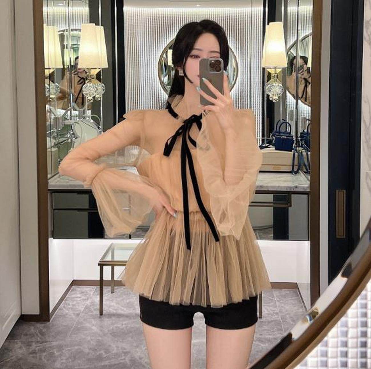 网纱衬衫女长袖透明大额优惠券