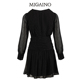 曼娅奴商场同款2021年秋新款小众设计感黑色网纱连衣裙ML32DC127