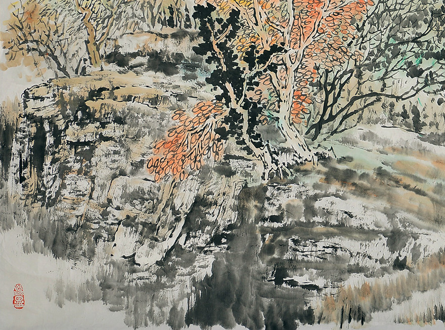 吴子明《富山行云图》专业画家 中国水墨画研究协会会员