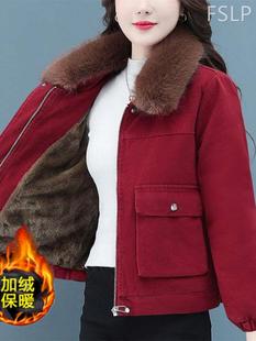 毛领派克服外套女冬季2022年新款短款洋气小个子加绒加厚棉衣棉服