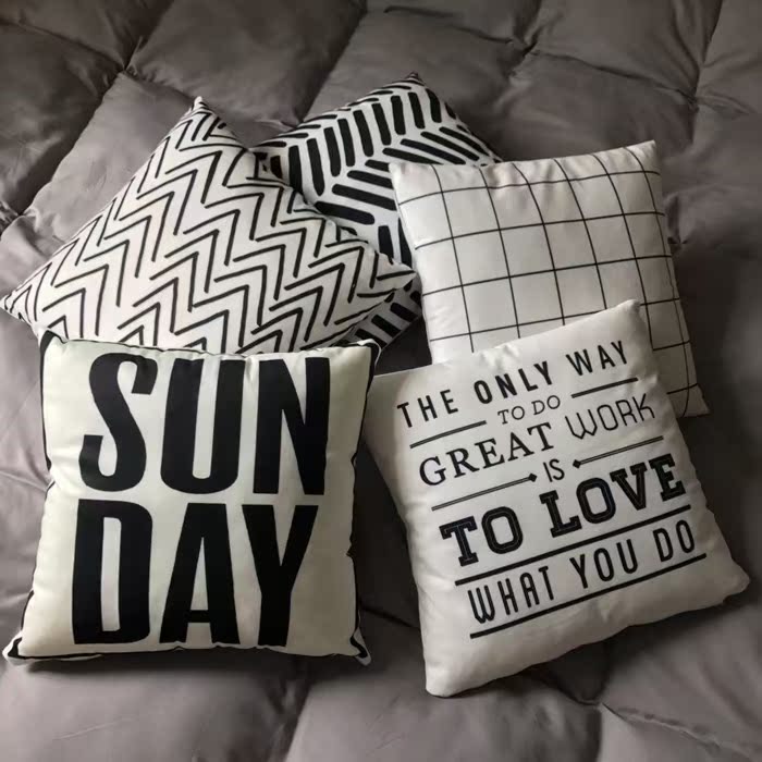 Simplicity modern Industry black and white grey Cotton canvas Embroidered towels sofa Windows Pillows Cushion Pillowin the Home Fabric , Pillow/Pillow category - from Buy2taobao.com to provide professional Taobao agent buy service