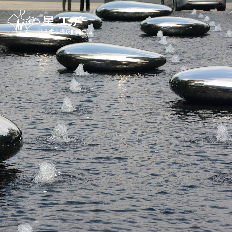 星工产镜面不锈钢石头雕塑水滴摆件酒店户外水景观雕塑园林鹅卵石