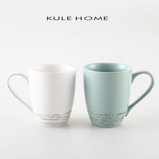 KULE HOME 手绘马克杯创意大容量杯子复古北欧咖啡杯个性陶瓷水杯