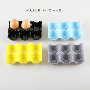 KULE HOME 家用收纳盒鸡蛋格子陶瓷厨房冰箱保鲜储藏装鸡蛋的托架