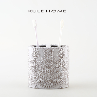 KULE HOME 陶瓷轻奢高级感牙刷牙膏置物架卫生间洗手台创意牙刷筒