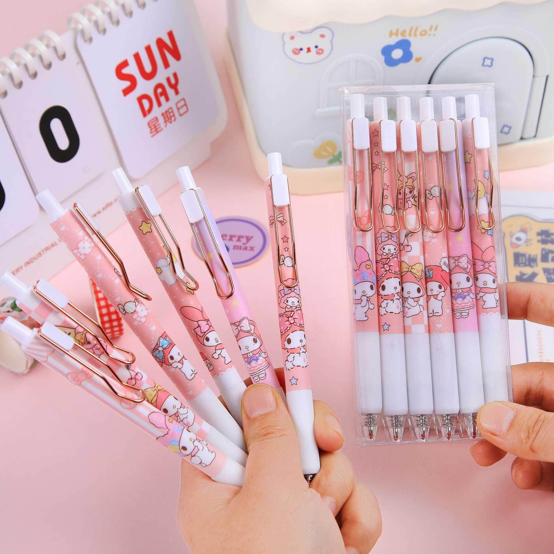 卡通盒装按动中性笔可爱萌系高颜值水笔学生学习用品日常书写考试