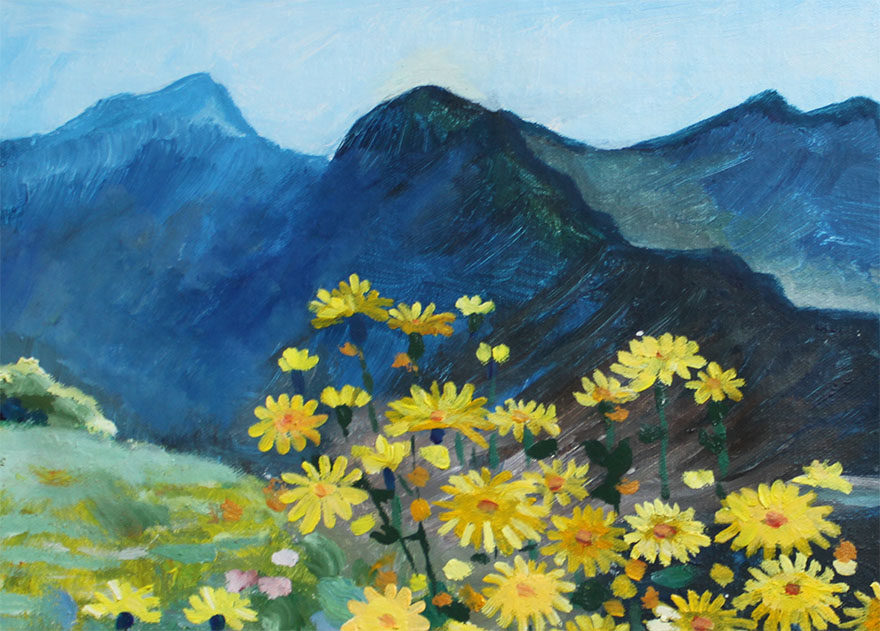 李林布面油画《山花烂漫时》40*60cm