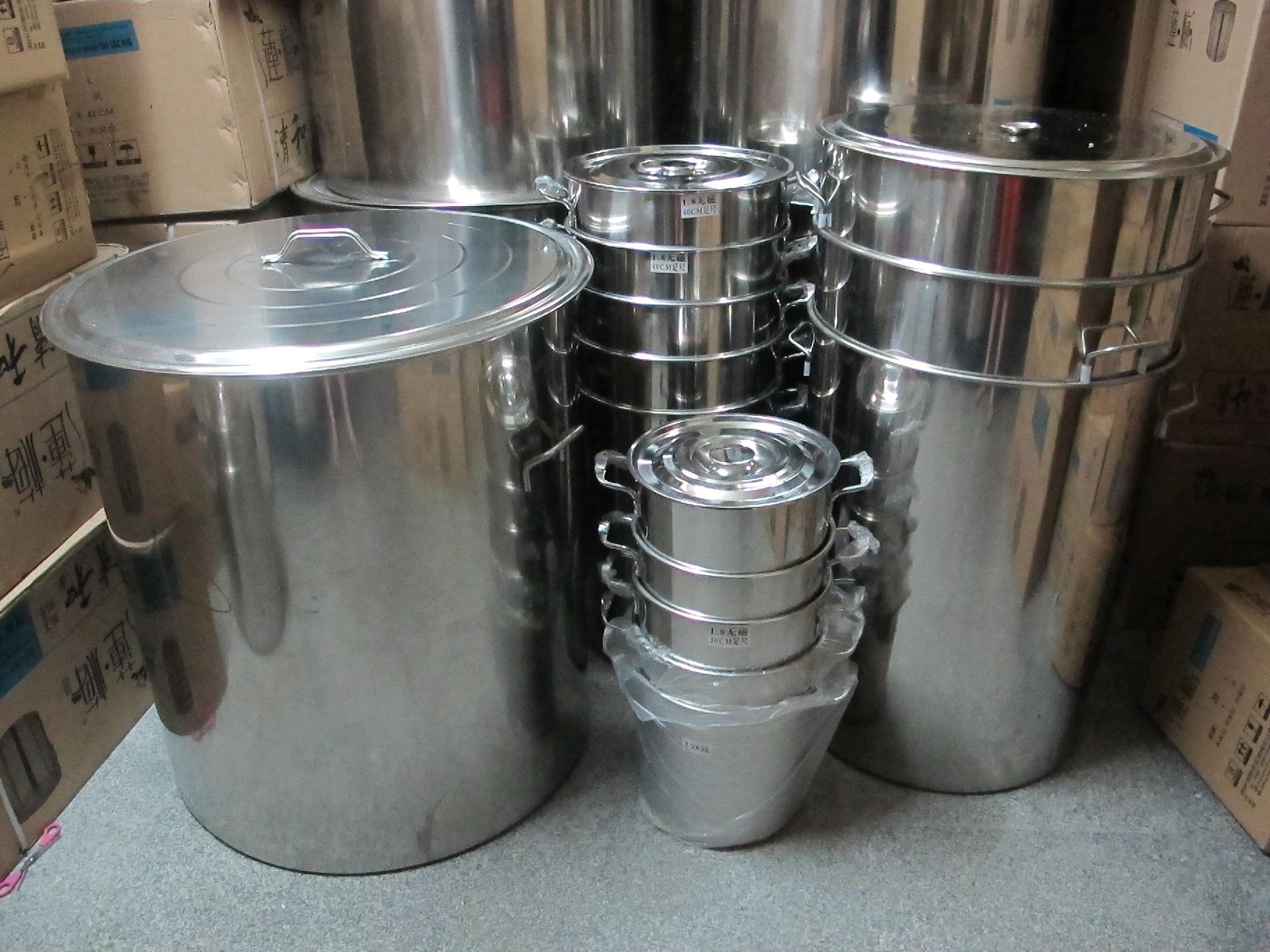 不锈钢桶/不锈钢水桶带盖定做大桶加厚60/70/80cm圆桶提桶/汤桶