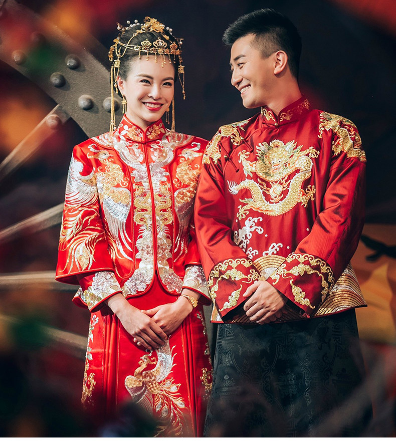 秀禾服男士新郎2018新款中式结婚礼服刺绣龙凤褂张效诚吴敏霞同款