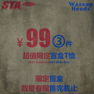 STA联名Wassup Heods2023夏季盲盒福袋纯棉短袖T恤重磅 数量有限