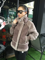【钱夫人】冬季新款韩版宽松加厚鹿皮绒羊羔毛皮毛一体外套女夹克
