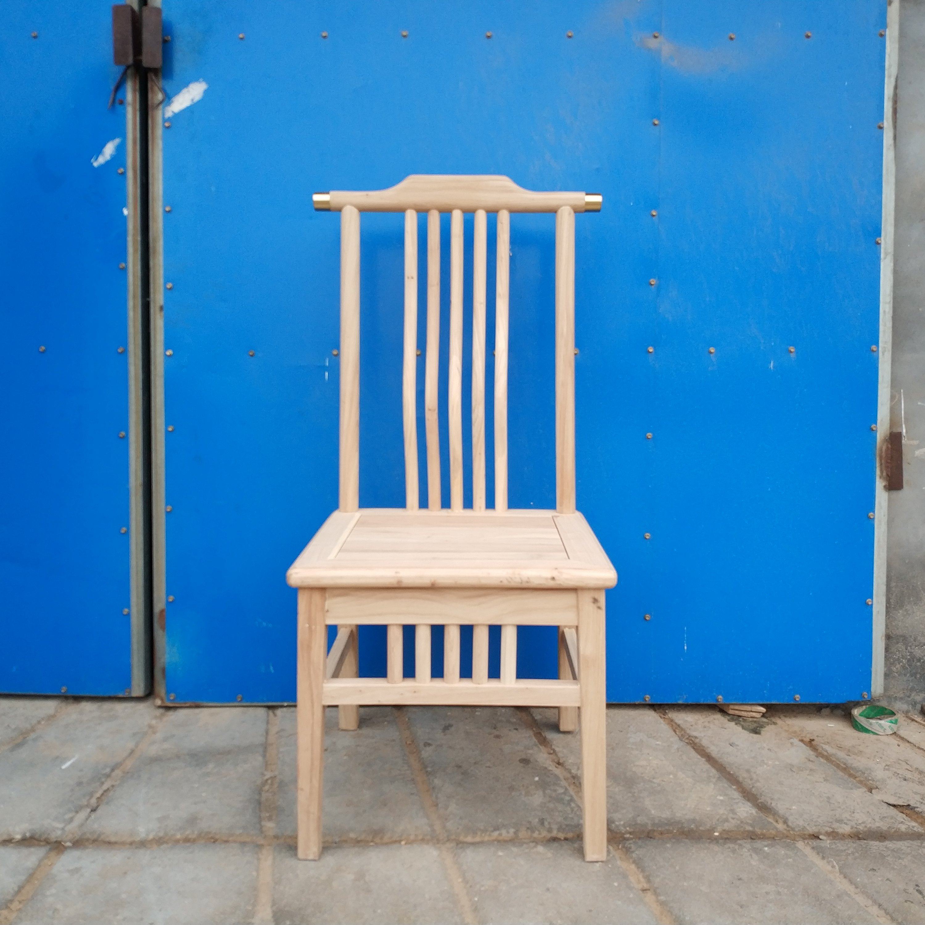 北方榆木餐椅白茬家具实木太师椅官帽椅单背椅餐厅椅白胚