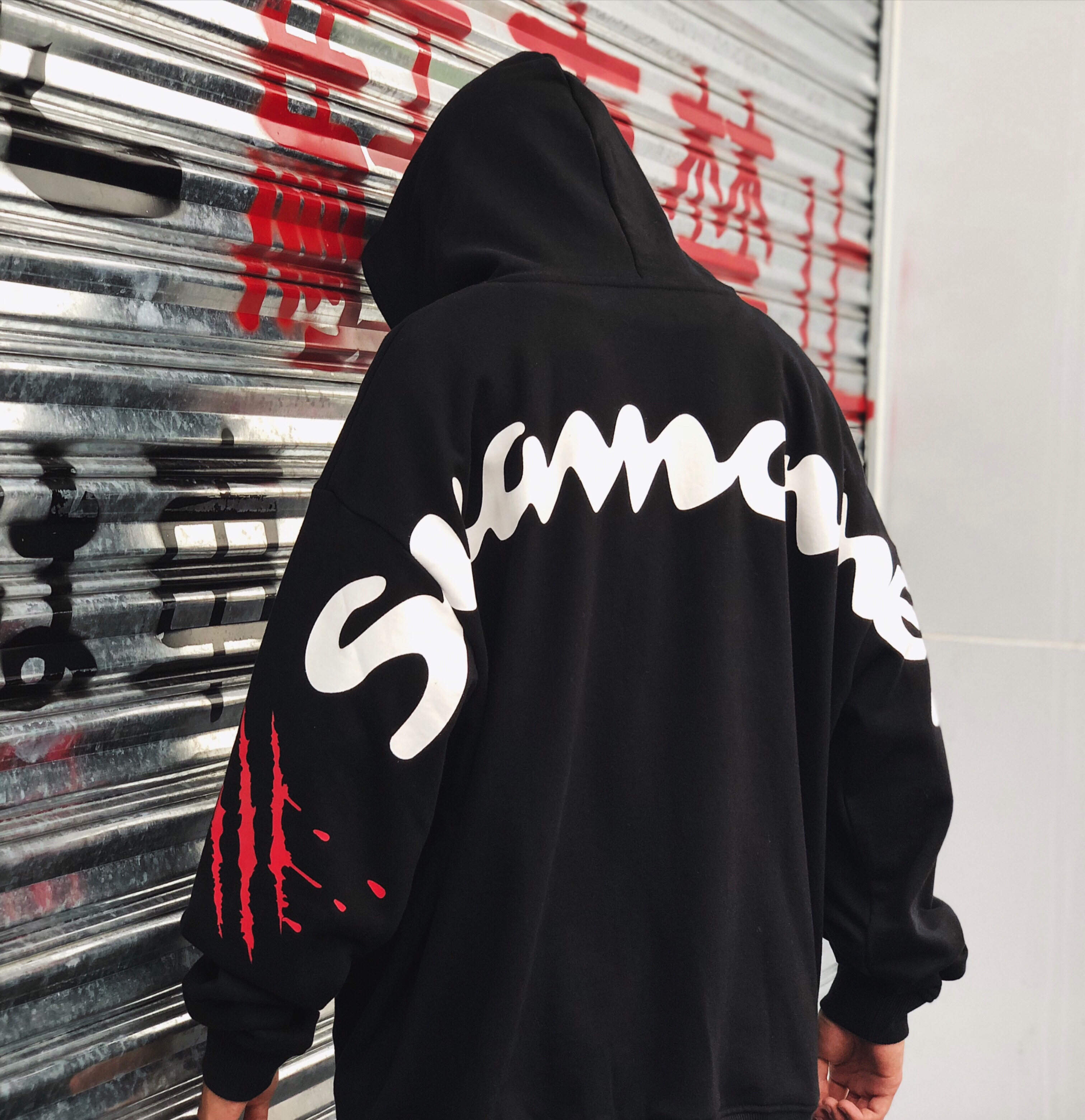 suamoment血爪痕抓痕三代蝴蝶长袖t恤男女款国潮情侣