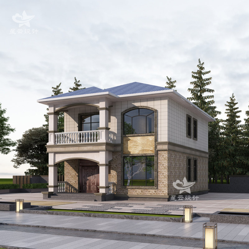 欧式农村自建房别墅设计施工图纸二层楼房小洋楼效果图简欧定制