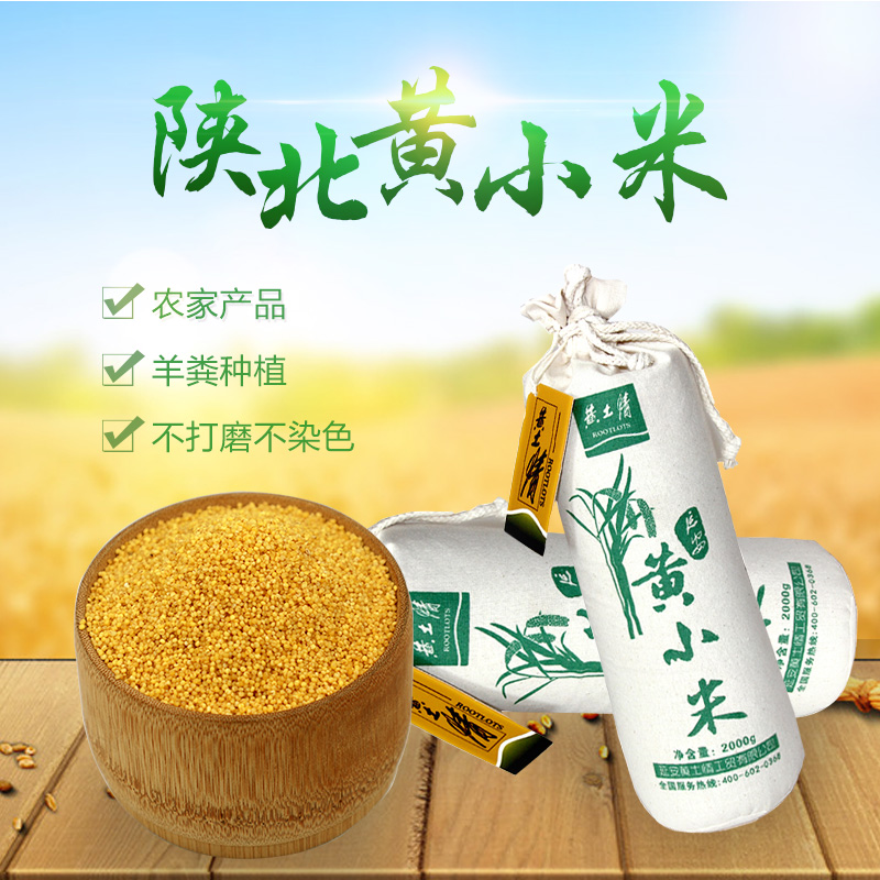 黄土情黄小米粗布装2000g陕北农家自产用好吃延安月子米五谷杂粮