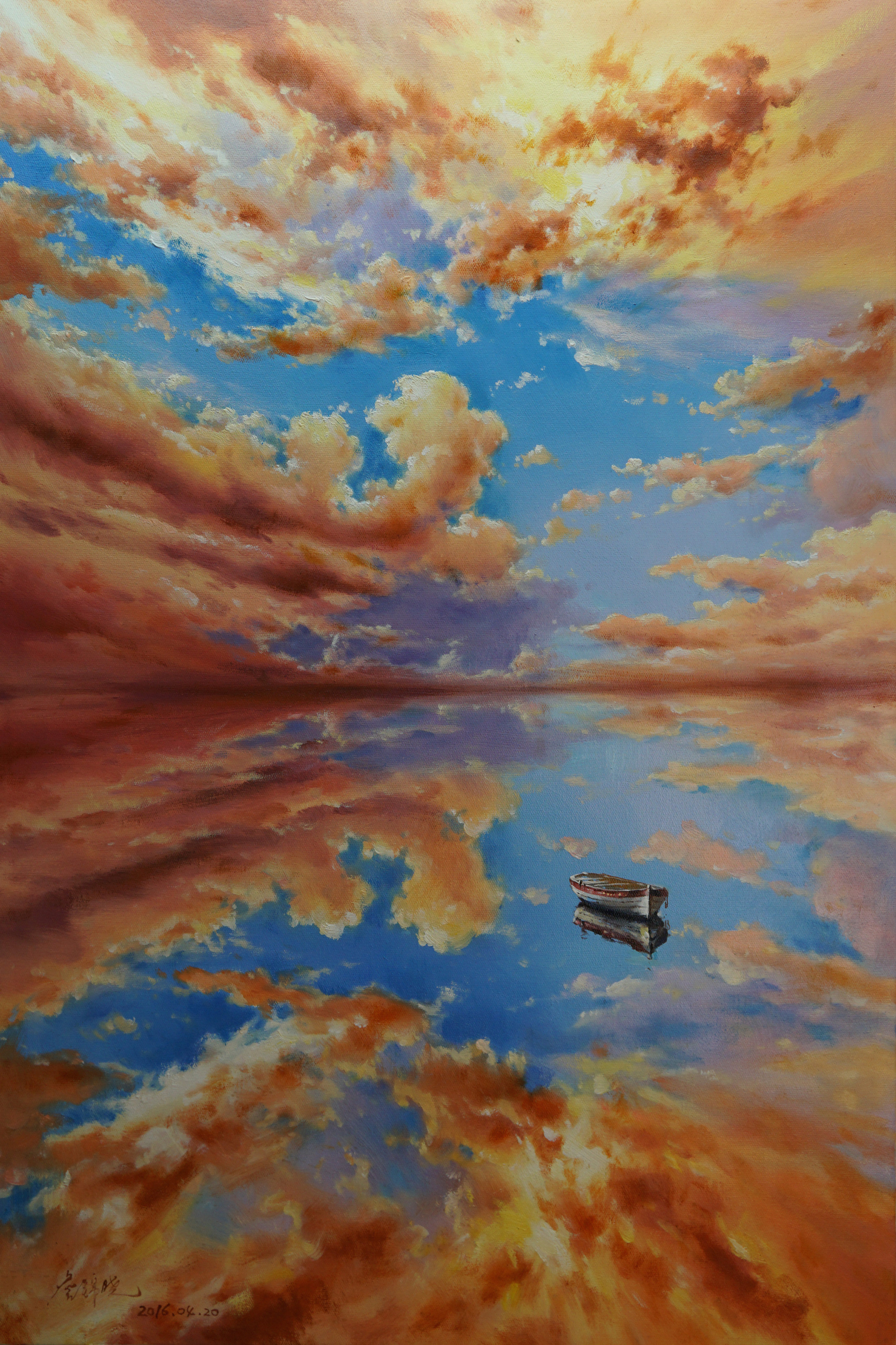 詹锦晓《火烧云》-油画布面