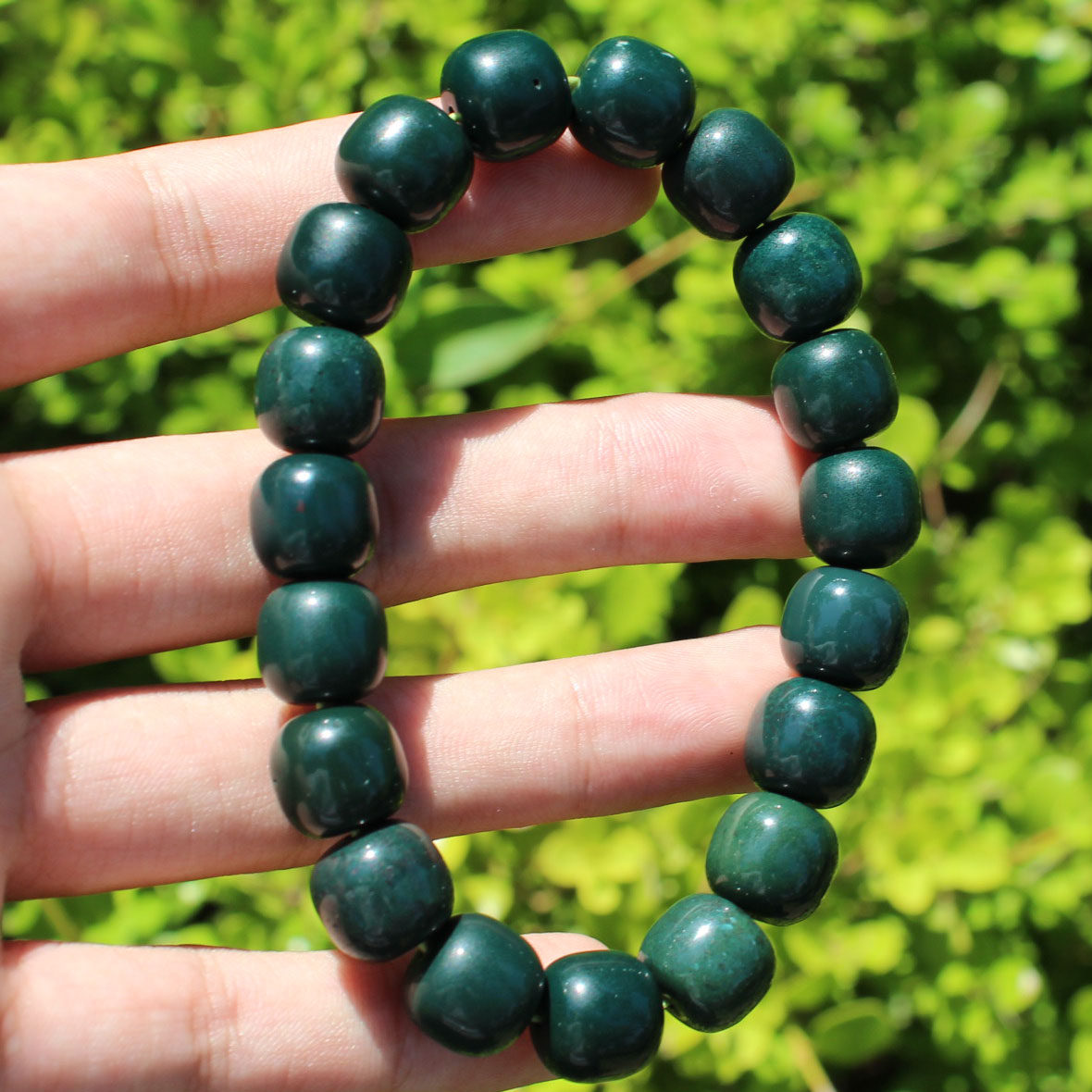 方言企业和田玉巨漏高品质阿拉善精品绿玛瑙12mm老型珠手串手链p已售