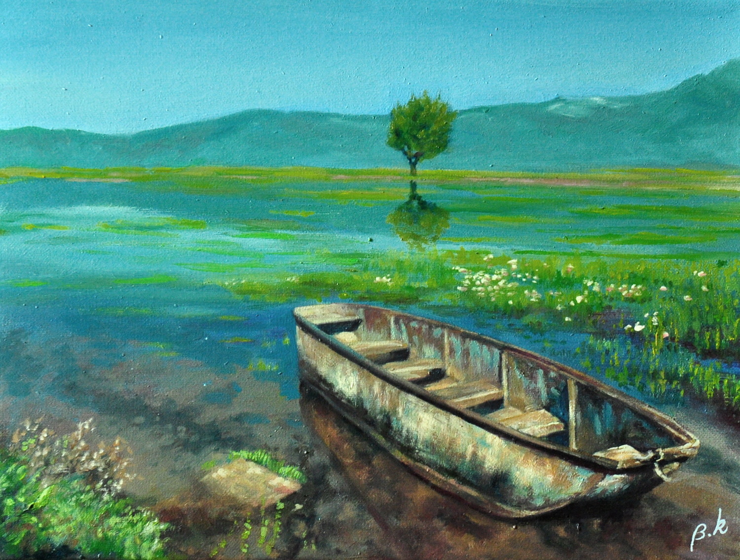 何斌《泊船》 油画 中国美院