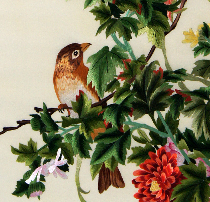 苏绣《郎世宁花鸟》 单面绣 刺绣