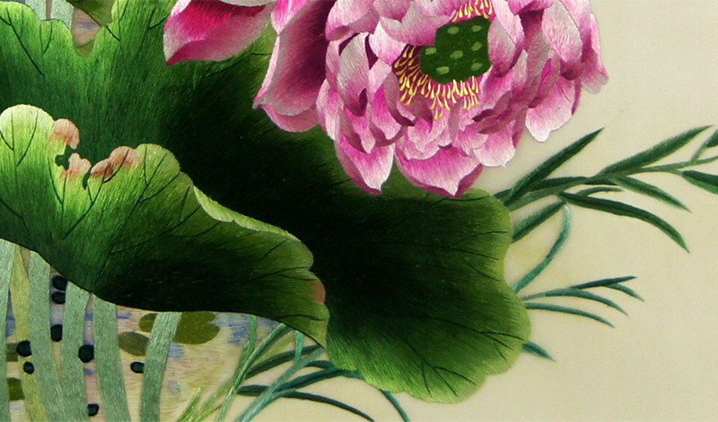 苏绣《并蒂莲》 单面绣 刺绣