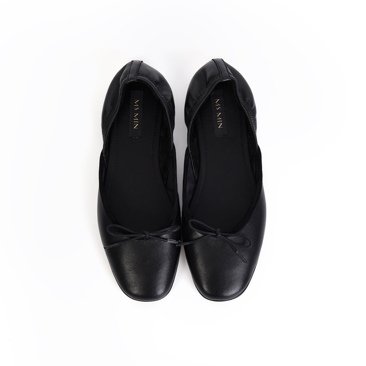 ms min 黑色羊皮芭蕾舞鞋