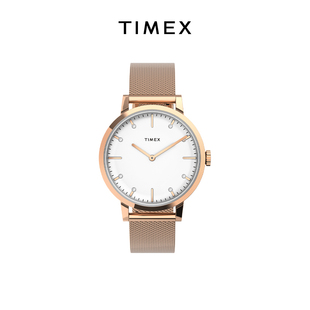 TIMEX天美时Midtown系列手表时尚玫瑰金编织表带女腕表TW2V37100
