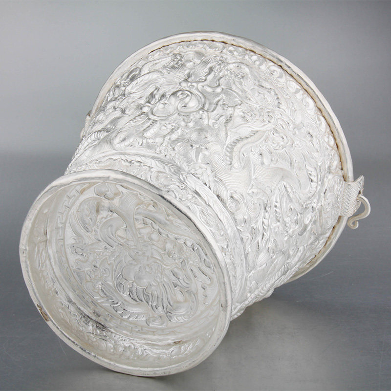 李金铭大师 非遗传承人纯手工银器银桶九龙系列之水桶
