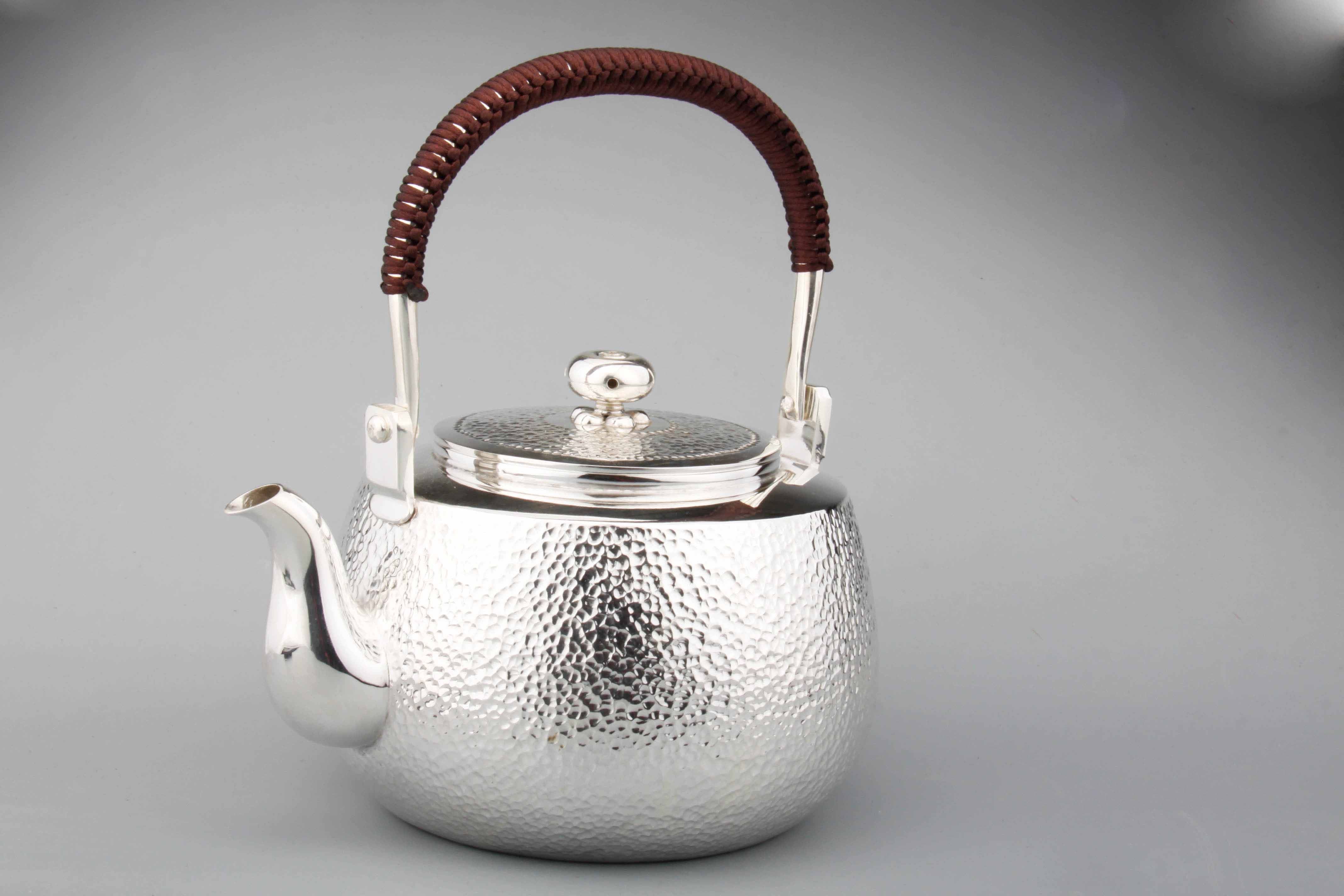 王灿松大师 非遗传承人 纯手工银器 银茶壶之锤印手工茶壶