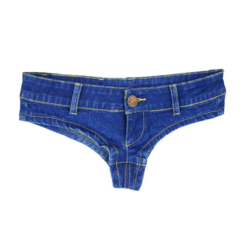 夜店性感ds钢管舞表演超低腰牛仔短裤弹力三角露臀显瘦短裤热裤女