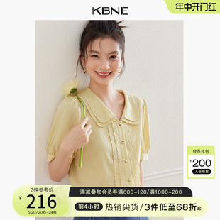 KBNE衬衫女短袖娃娃领小衫2024夏季新款爆款设计感法式独特小上衣