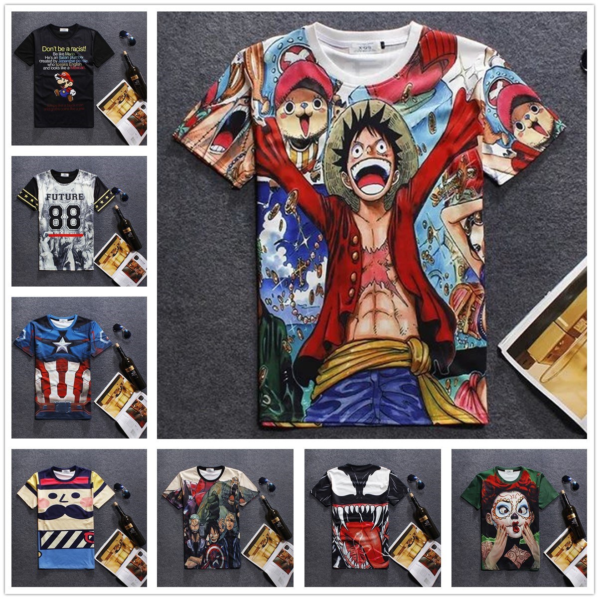 summer student Metrosexual lady One Piece 3D Short sleeve T-shirt Cartoon comic Korean Edition Teenagers Funny T-shirtin the Men's clothing, T-shirt category - from Buy2taobao.com to provide professional Taobao agent buy service