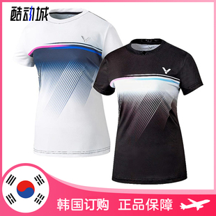 2024春夏 VICTOR维克多 韩国羽毛球服上装 男女渐变条纹速干短袖T