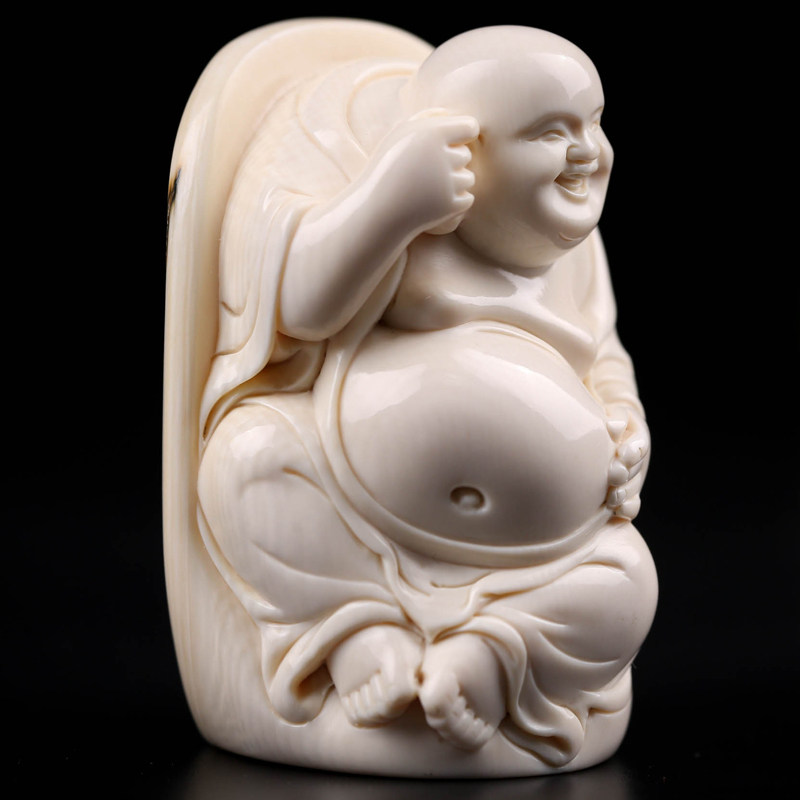 【义拍】 猛犸象牙笑佛摆件 哈笑连连 89.77g 佛法加持