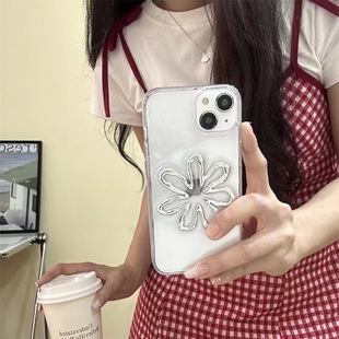 高级感ins滴胶立体太阳花适用iPhone14透明15ProMax手机壳苹果13P