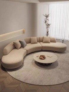 厂家意式极简弧形布艺沙发大户型创意组合客厅轻奢网红新款奶油风