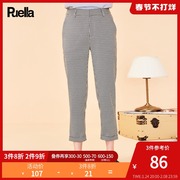 Puella La Chapelle's casual pants women's retro plaid Korean pencil pants trousers straight suit pants