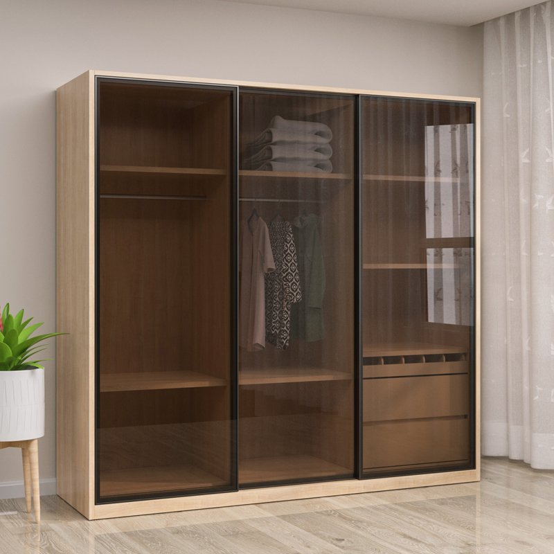 玻璃门定制衣柜子极简长虹茶色移门推拉门橱房加装酒柜门玻璃柜门