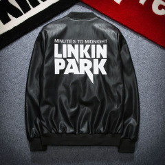 潮牌男士大码机车服皮衣林肯公园PU皮衣LINKIN PARK男飞行皮夹克