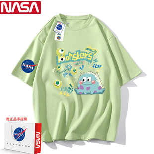 NASA联名新款动漫纯棉夏季短袖青少年国潮T恤上衣潮牌男女情侣装