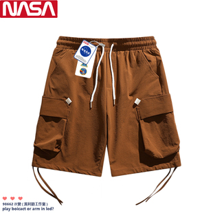 NASA联名日系潮牌工装短裤男女夏季多口袋抽绳直筒休闲运动五分裤