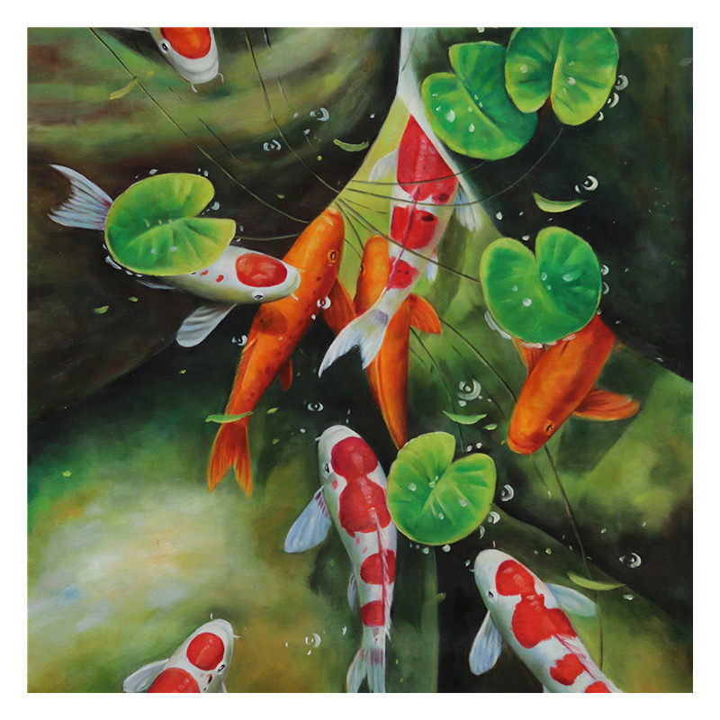 杨春牛《年年有鱼》布面油画